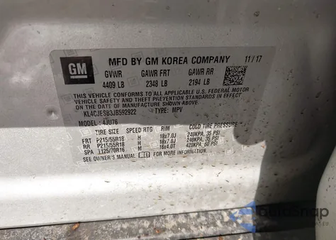 2018 Buick Encore Preferred z USA, uszkodzony, nr VIN KL4CJESB3JB592922